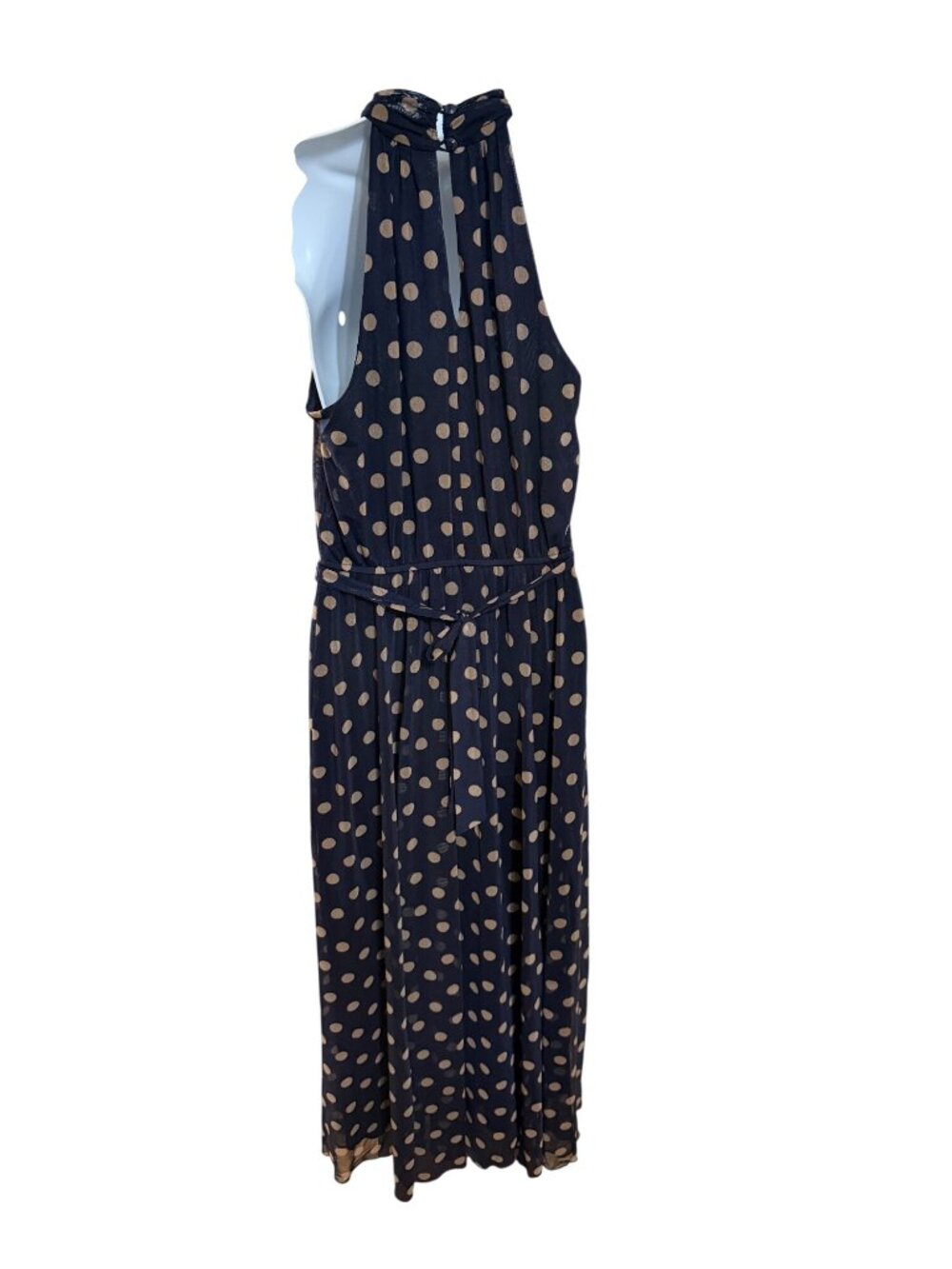 Kate & Lily Navy Polka Dot Halter Maxi Dress Womens Size 10 - Picture 3 of 5